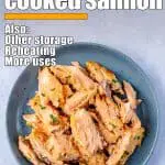 How to freeze cooked salmon with a text title overlay.
